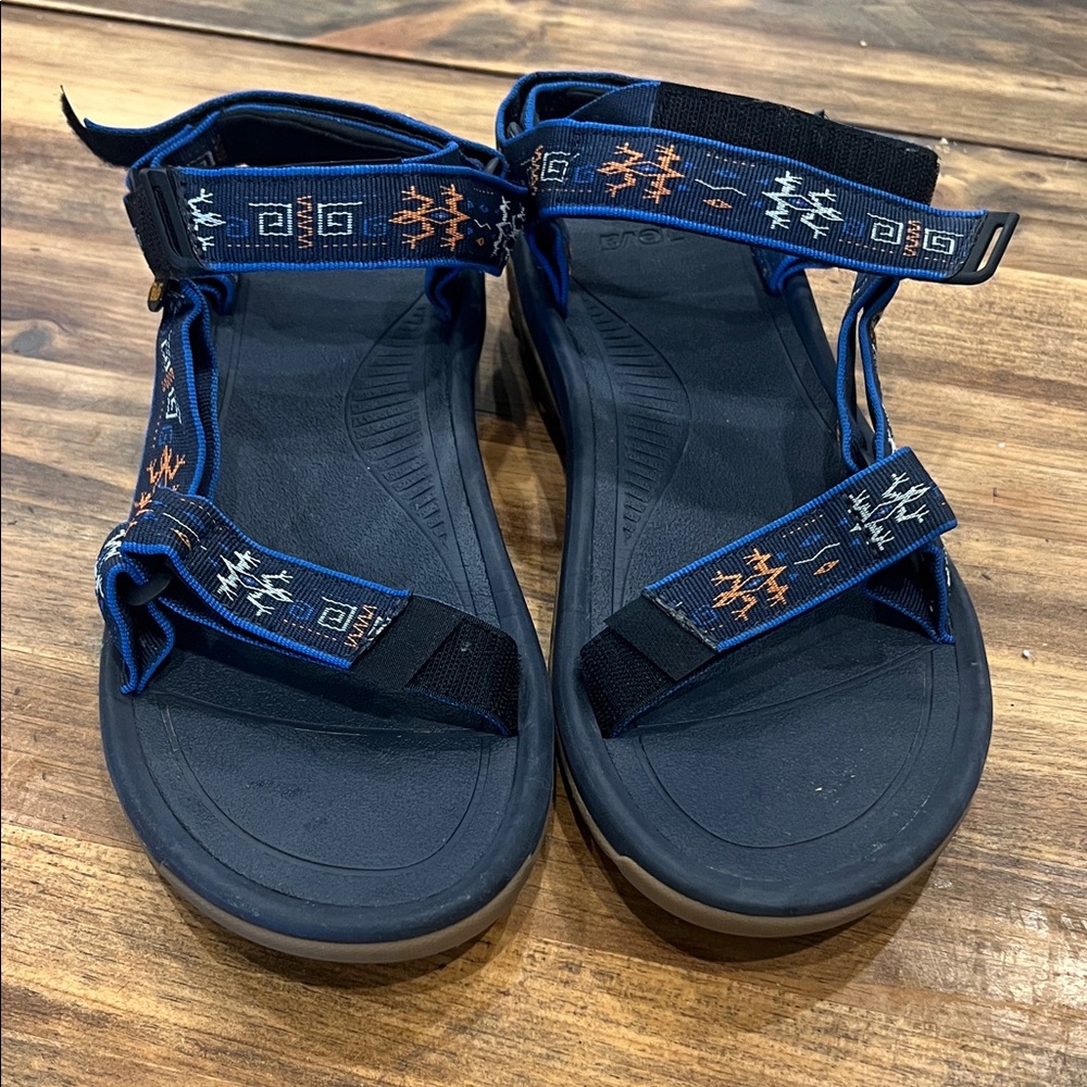 Teva Brown and Blue Sandals with Patterned Straps